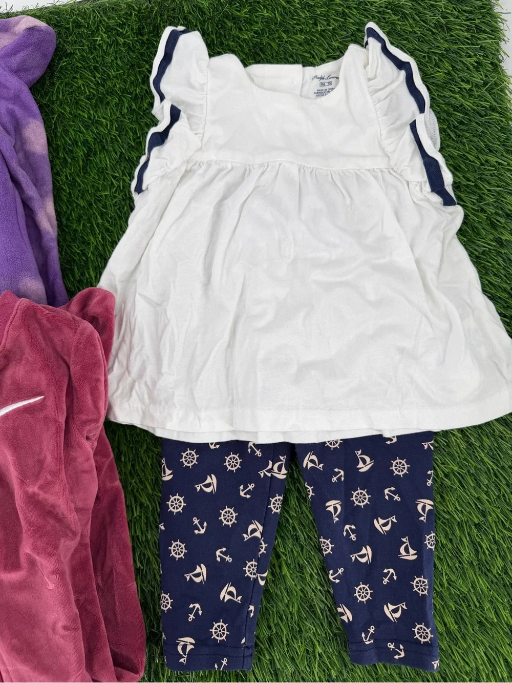 Ralph Lauren & Nike 9 Month Baby Clothing Lot Fleece Onesie Nautical Outfits